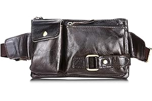 FANDARE Vintage Sling Chest Bag Men Waist Bag Shoulder Crossbody Backpack Waterproof Leather Casual Daypacks Lightweight for Outdoor Travel Hiking Running Indoor Activities Durable Packs Green Brown