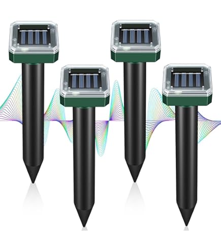 WUGEIN Lot De 4 Répulsifs Solaires Pour Taupes – Repulsif Serpent