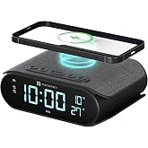 Portronics VoltClock 15W Wireless Charger for All Compatible Wireless Charging Smartphones, Digital Clock, 2 Alarm Setting wi
