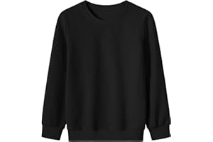 Auranso Kids Boys Sweatshirts Unisex Crew Neck Long Sleeve Top Shirt School Uniform Jumper Pullover Clothes for Children 7-14 Years Black Navy Grey