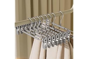 NIULAB 30 cm Hosenbügel Metall,10 Stück Kleiderbügel mit rutschfest Clips,Rockbügel Hosenbügel Platzsparend für Hosen Shorts Rock Socken Unterwäsche