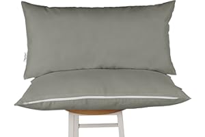 Vargottam Indoor/Outdoor Polyester Fabric Lumbar Pillow With Insert, All-Weather Waterproof Decorative Throw Pillow for Patio Furniture- 16" x 24" Set of 2 - Gray