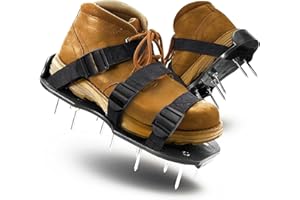 COOKIT Lawn Aerator Shoes for Lawn, Pre-Assembled Grass Aerator Shoes with Heavy Duty Spike Adjustable Soil Yard Aerator Shoes Aerator Tool for Aerating Lawn Yard Patio Garden, Black