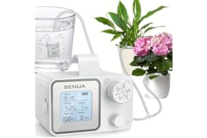 Senua Automatic Drip Irrigation Kit, Smart Programmable Water Timer, IPX4 Water-Resistant, Rechargeable with Anti-Siphon Valve, Ideal for Up to 15 Potted Plants