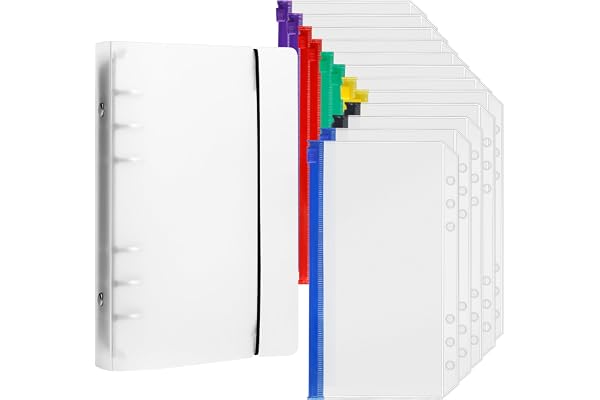YEYIT Italiensk Budget Planner Money Binder med 1 st omslag för pärmar 12 st flerfärgade 6-håls ringpärmar, A6 Budget Planner
