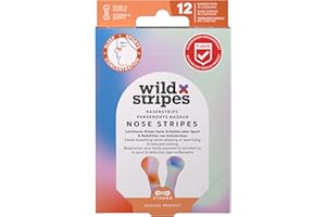 ‎WILD STRIPES Wild Stripes - Nose Patches Sunrise - Nasenstrips für bessere Atmung, weniger Schnarchen & erholsamen Schlaf - Ideal für Sport oder beim Schlafen – Funktional, hautfreundlich und stylish – 12 Stk