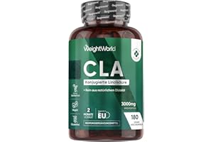 ‎WEIGHTWORLD CLA Weichkapseln - 3000 mg CLA pro Portion - 180 vegane Softgels - Konjugierte Linolsäure aus reinem Distelöl - Für Männer und Frauen - Conjugated Linoleic Acid - WeightWorld