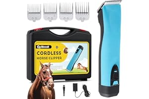 CGOLDENWALL Tosatrice per Cavalli, Batteria al Litio 1400mAh & 3.5m Cavo per Uso Cordato/Cordless, 3200-4000rpm Regolazione della Velocità 2, per Cane, Cavallo, Capra e Animale a Pelliccia Spessa