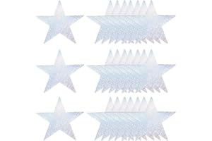 sourcing map 40 Pcs Laser Silver Stars Cutouts, 6 Inch Double Printed Paper Stars Cutout Confetti Cardboard Stars Decorations for Bulletin Board Wall Classroom Party