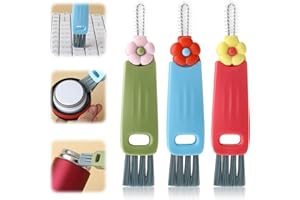 GEEHUA 3 Piezas 3 en 1 Juego de Cepillos de Limpieza para Tapas de Tazas, Cepillo de Limpieza para Juntas de Huecos Multifuncional, Cepillo Limpiador portátil para Tapas de Tazas de Botellas