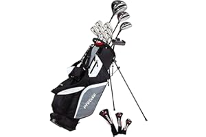 Precise M5 Men's Complete Golf Clubs Package Set Includes Titanium Driver, S.S. Fairway, S.S. Hybrid, S.S. 5-PW Irons, Putter, Stand Bag, 3 H/C's Right Hand (Right)