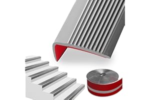 SDLDEER Treppenkantenprofil 50mm x 2m Treppenkantenprofil Selbstklebend Rutschfeste Treppenkante Flexible PVC-Gummistufen Treppen Kantenschutz für Außen und Innenbereich (Grau)