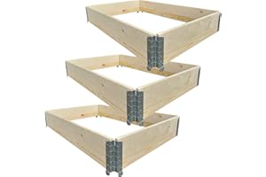 BURI 3 bancales altos de madera, 120 x 80 x 20 cm, marco de palé, bancal elevado para jardín, marco de madera, marco de madera, marco de madera, marco de madera, plegable, para palés