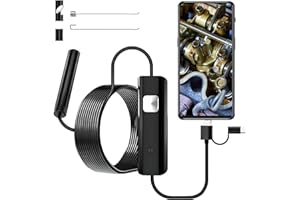 BEEJOY USB Endoscope Inspection Camera, 5.5mm 11.48ft IP67 Waterproof Snake Inspection Borescope Flexible Scope Tube Sink Pipe Drain Camera with Adjustable 6 LED Light for Android Phone Tablet Device