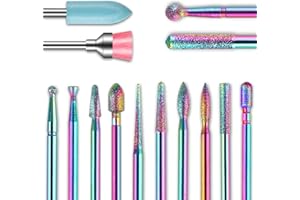 DEPVKO Juego de 14 brocas para uñas, 3/32 pulgadas, brocas profesionales de carburo de diamante para uñas, brocas rotativas para manicura eléctrica, para uñas de gel acrílico, cutícula, manicura