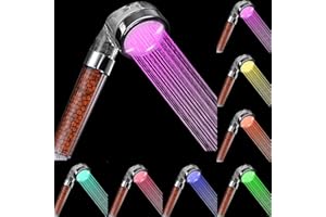 Rovtop LED Color Changing Shower Head 7 Colors Changing Light, Water Saving Handheld High Pressure Spa Shower Head, Shower Filtered Head for Hard Water, Light up Handheld Shower Head