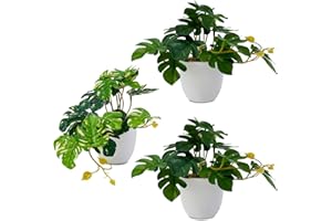 YAKLEE Piante Artificiali 3Pezzi Pianta Finta da Interno con Vaso Piantine Finte Decorative con Vasetto Piante Finte da Esterno Piante Artificiali da Interno in Vaso per Tavolo Casa Balcone Ufficio