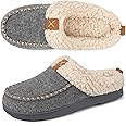 LongBay Women's Faux Wool Slippers, Sherpa Memory Foam Fluffy Moccasin with Soft Plush Fleece Lining Slip-On for Indoor Outdoor Use