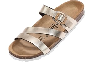 Palado Pantoletten Damen Ikaria – bequeme Sandalen Made in Spain - Hausschuhe mit dämpfendem Kork-Fußbett - modische Sommerschuhe