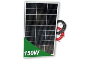 VIASOLAR Panel solar 150W monocristalino 12V tecnología PERC alta eficiencia con cable de 5 metros