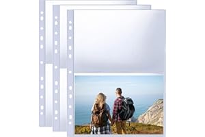 ‎WITHYU 40 Pack 160 Taschen A4 Foto Hüllen für A4 2/3/4 Ringbuch, Transparente Postkartenhüllen, 2 Fächer, Doppelseitiger 2 Taschen Foto Seitenschutz,Top Loading Fotoalbum Nachfüllseiten Foto A5(21x15 cm)