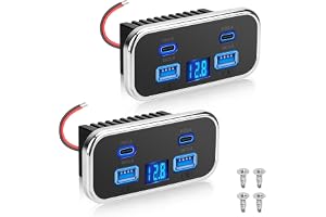 Linkstyle Campervan 12 V USB-uttag, 76 W 4-portars USB-uttag med voltmeter