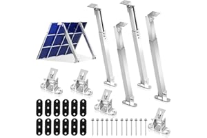 Eulenke Lot de 2 paires de supports de panneau solaire, pour centrale de balcon, toit plat, angle réglable de 0 à 60 °, support pour panneau solaire, PV, photovoltaïque, fixation de panneau solaire