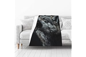 NEI-WAI Heulender Grauwolf Fleece Wurfdecke Leichtgewicht Gemütliche Plüschdecke für Schlafzimmer Wohnzimmer Sofa Couch Jungen Mädchen Superweiche Warme Bettdecke 125X100CM