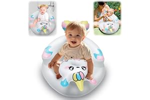 SilverChry Tragbares Aufblasbares Babysofa, Inflatable Baby Seat für Kleinkinder von 3–36 Monaten, Babysitz mit Rücken und Nackenstütze, Aufblasbarer Babystuhl für Reisen, Füttern, Sitzlernen(Einhorn)