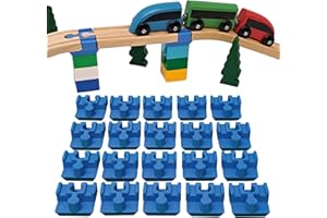 Baymo Duplo to Wooden Track Adapter for Kids Age 3 Years & Up - Railway Set Accessories & Add Ons (20 Adapters)