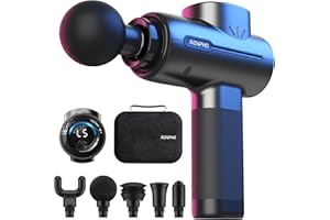 RENPHO Massage Gun Deep Tissue,Muscle Massage Gun with 5 Speeds 5 Massage Heads,10mm Amplitude Percussion Massager with Long Battery Life,for Gym Muscle Relaxation,Valentines Gifts for Women,Men,Black