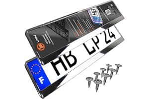 L & P CAR DESIGN Support Plaque Immatriculation Voiture - [Simple, Durable et sur] - Lot de 2 avec 8 Vis - 520x110 mm - Chrome - Auto Porte Plaque Immatriculation adapté pour Toute Voiture - Fixation Plaque