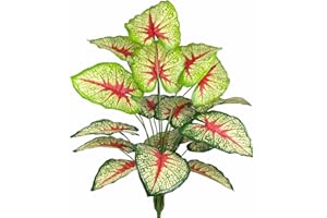 AIVORIUY Planta Artificial Arbol Tropical, Plastico Palma 73cm Falso Hoja Ramas Verde Filodendro Plantas Artificiales para Macetas Interior Exterior Hogar Oficina Sala Jardín Decoración (Rojo Verde)