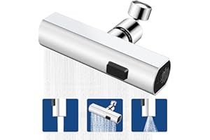 Pystuvo Kitchen Tap Spray Head, 360°Swivel Kitchen Sink Tap Spray Head Attachment with 3 Modes for 22mm Faucet Spray Tap+5 Nozzle Adapters Tap Extender (M22,M20,G1/2,FM20,M24),Kitchen Tap,Silver