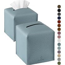 Taschentuchbox-Abdeckung Aus PU-Leder – Blauer Marmor-Druck, 12,7 X 12,7 Cm | Für Tisch & Bad