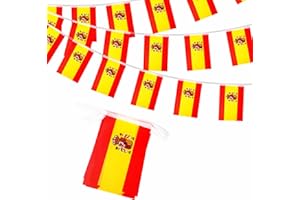 ZSYIULIA 10m Spain Flags Bunting - Olympic 2024 Decorations, 30 Flags, Spanish National Day Party Decorations