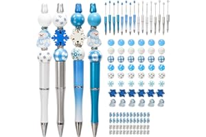DKINY 16 Kits Fabriquer Stylos Noel pour Enfants Création Stylo Personnalisé Flocon de Neige avec 54 Perles pour Loisir Créatif d'Hiver Fête Cadeau Noel