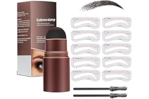 YAGASPANTERY Eyebrow Stamp Kit, Pochoir Sourcils, Eyebrow Stamp avec 10 Pochoir Sourcils Reutilisable et 2 Pinceaux à Crayons à Sourcils, Résultat Naturel Facile à colorer.(Noir)