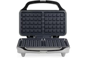 Salter Aspen XL Waffle Maker – Extra thick Waffles, XL Waffle Iron Machine, PFOA-Free, Non-Stick Coating, XL Cooking Plates, Automatic Temperature Control, Savoury Snacks/Desserts, 900W, EK6346MMS