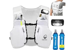 ONETOALL Gilet d'Hydratation Réfléchissant avec 2 Bouteilles 500ml - Sac à Dos de Course pour Homme Femme - Veste Running pour Marathon, Trail, Jogging