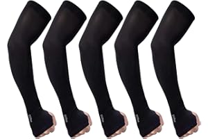 QXURKUT Mangas para Brazos Protección Sol UV UPF50+, 5 Pares Enfriamiento Manguitos Compresion Arm Sleeves para Mujer Hombre Ciclismo Running Voleibol