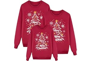 SONNENA Jersey Navidad Familia Sudaderas Navideño Familiares Invierno de Reno Jerseys Navideñas Manga Larga Pullover Familia Mujer Hombre Niño Niña Chica Christmas Blusas Cuello Redondo Tops