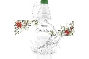 URROMA 50 Etichette per Bottiglie d'Acqua con Scritta Merry Christmas, Adesivi per Bottiglie d'Acqua, Impermeabili, per Feste di Natale, bomboniere, Decorazioni