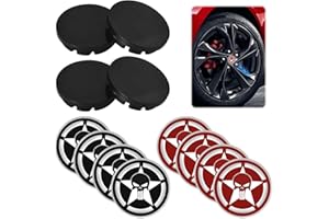 DECORDWELL 4 Pezzi Coprimozzo Ruote Auto, Con 8 Pezzi Adesivi Coprimozzo Auto Teschio, Coprimozzo Teschio, Compatibili Con Coprimozzo Da 56mm