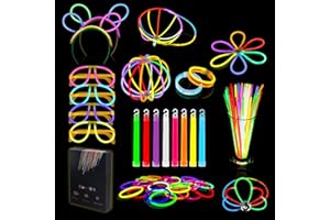 HAOYAO 322 Stück Knicklichter Party Set - Enthält 160 Stück Leuchtstäbe, 150 Armbandverbinder, Ketten, Brillen, Dreifach Armbänder, Stirnband, Blumen, Leuchtball, Krone für Hochzeit, Party, Festival