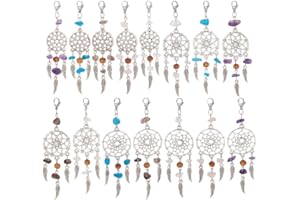 NBEADS 30 Pz Ciondoli Acchiappasogni, Chip di Pietre Preziose Naturali Pendenti Portachiavi in Lega Impreziositi Rete Intrecciata per Gioielli Fai da Te Artigianato Portachiavi Decorazioni Pendenti