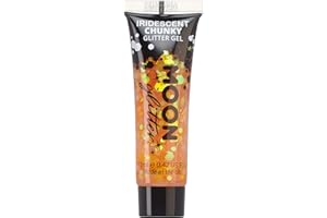 Iridescent Chunky Face & Body Glitter Gel by Moon Glitter - Orange - Cosmetic Festival Glitter Face Paint for Face, Body, Hair, Nails - 12ml