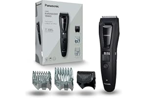 Panasonic ER-GB61-K503 - Recortadora Para Hombre Cuerpo, Barba Y Cabeza (3 En 1, Recargable, Acero Inoxidable, Batería Larga Duración, 39 Ajustes, 3 Accesorios Incluidos) negro/plata