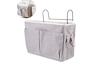 LYSPACE Bedside Hanging Storage Basket Multi-Function Organizer Caddy for Headboards Bunk Beds Hospital Bed Dorm Rooms (Grey)