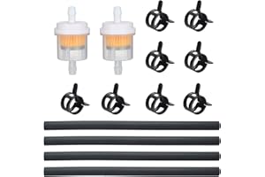 WiMas 1/4 Pollici Kit Tubo Benzina, Kit Filtro Benzina Benzina Tubo a Vuoto, 4PCS Diametro 6mm Linea Carburante + 2PCS 6.5mm Filtri Carburante + 8PCS Fascette Stringitubo per Auto Moto Scooter
